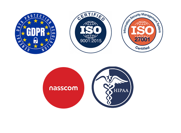 ISO GDPR Nasscom HIPAA certificates