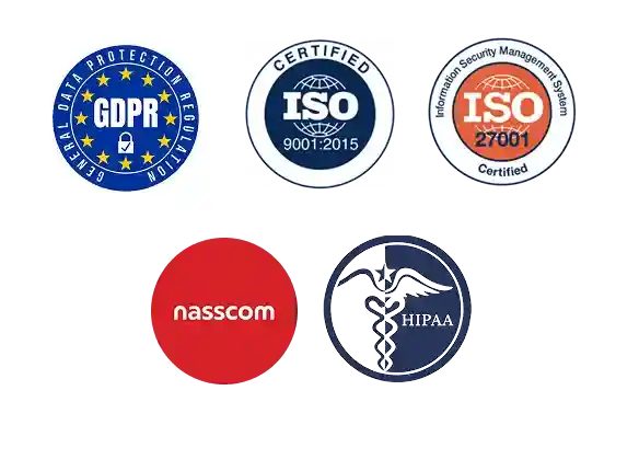 ISO GDPR Nasscom HIPAA certificates